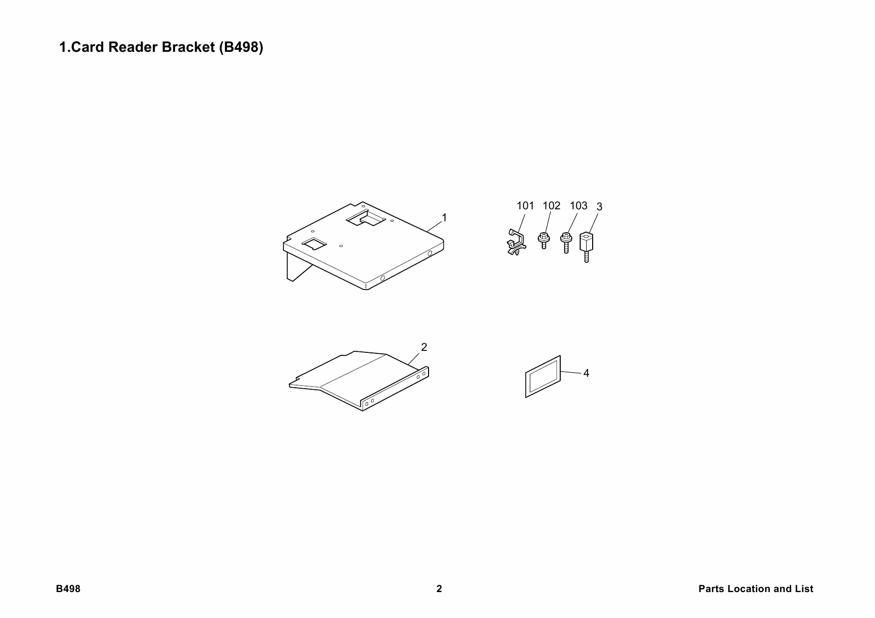 RICOH Options B498 CARD-READER-BRACKET-TYPE-3260 Parts Catalog PDF download-2